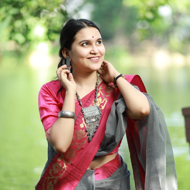Hand Block Printed Chiffon Saree