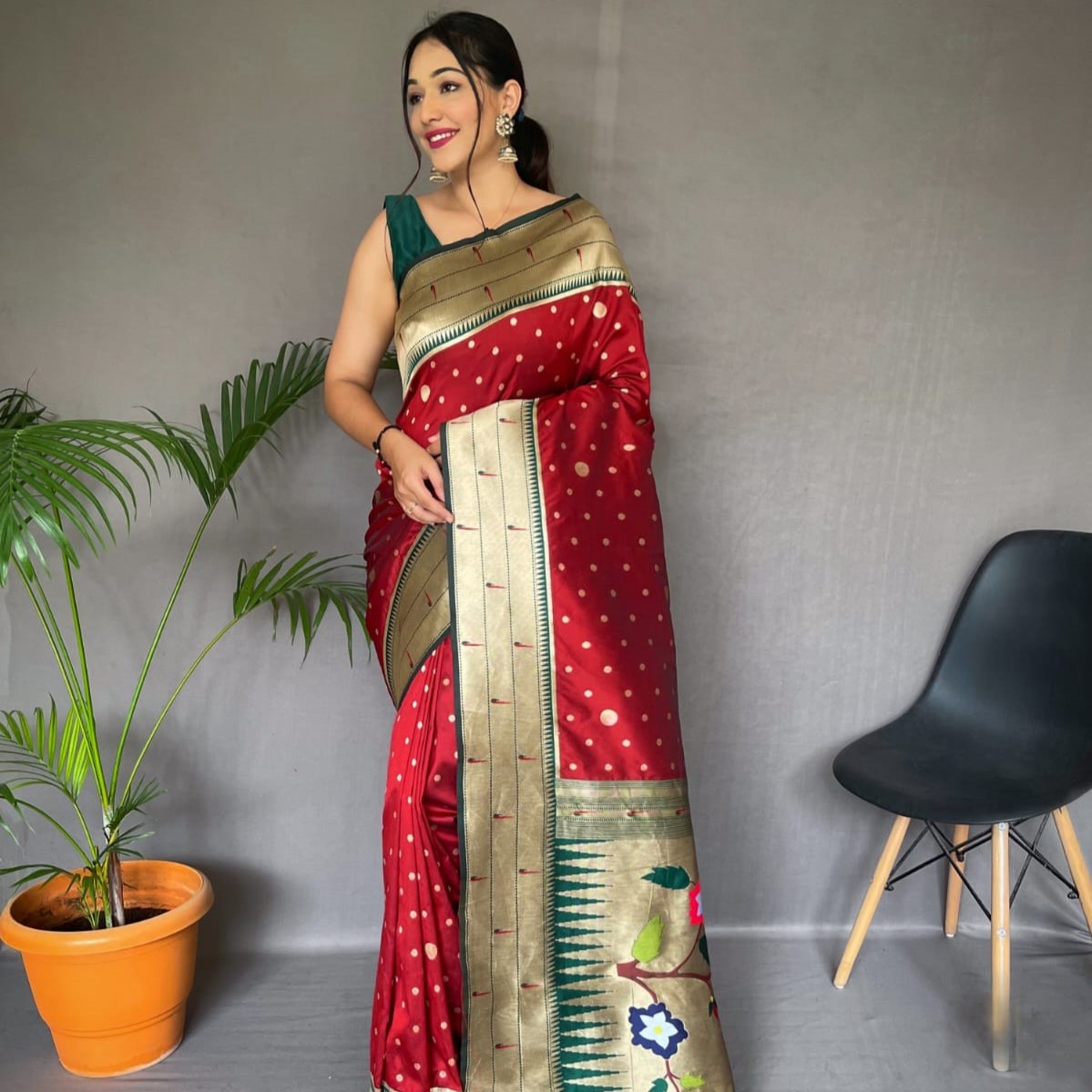  Paithani Rich Weaved Pallu Silk Saree - RED